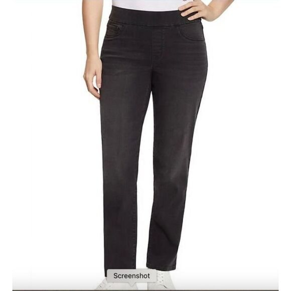 NWT Nine West Denim Heidi Pull On Jeans Black Size 14 Plus - Picture 1 of 12
